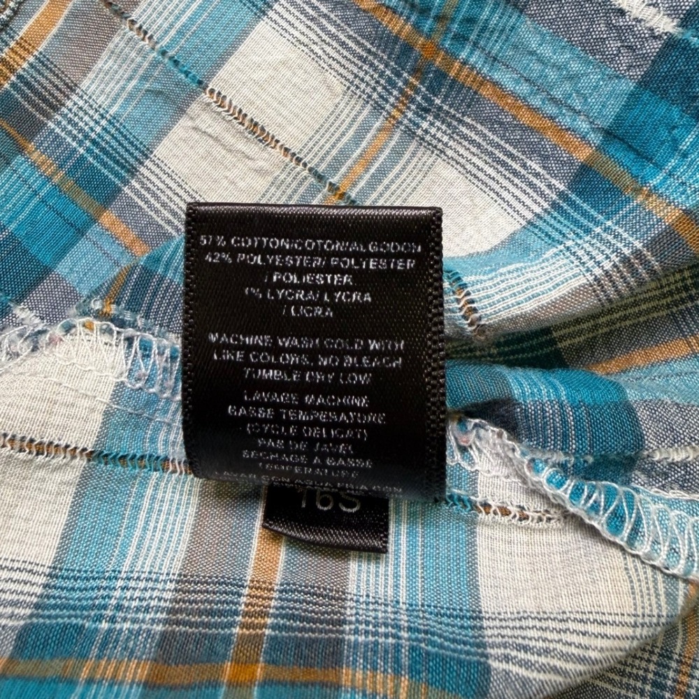 KUHL Mens Large Blue Plaid Short Sleeve Button Up Shirt Mountains Outdoor Active - Picture 6 of 11